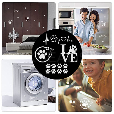 8 Sheets 4 Style Waterproof Heart & Bear Paw Pattern PET Car Decals Stickers STIC-GF0001-03B-1