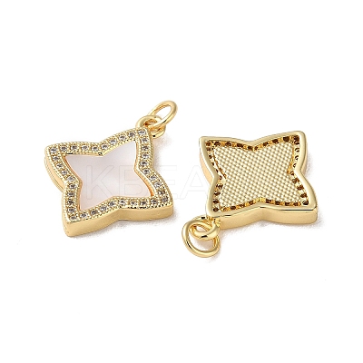 Brass Micro Pave Clear Cubic Zirconia Pendants KK-B083-17G-01-1