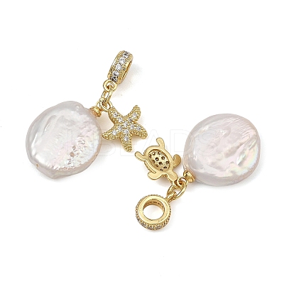 Brass Micro Pave Clear Cubic Zirconia European Dangle Charms PALLOY-JF05895-02-1