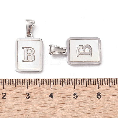 304 Stainless Steel Pave Shell Pendants STAS-G327-01P-B-1