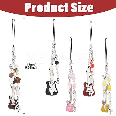 2Pcs ABS Plastic Imitation Pearl & Acrylic & Alloy Mobile Straps HJEW-YW00163-01-1