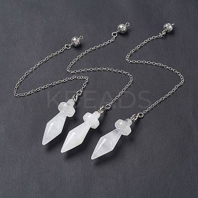 Natural Quartz Crystal Pointed Dowsing Pendulums AJEW-B020-05P-08-1