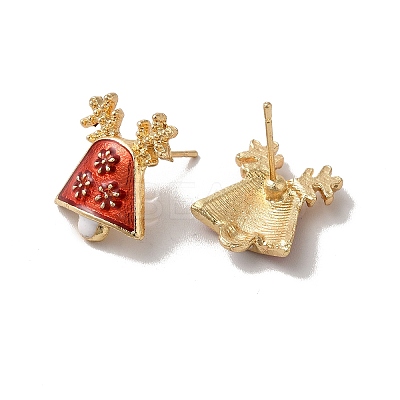 Christmas Bell Alloy Enamel Stud Earrings for Women EJEW-E284-08LG-1
