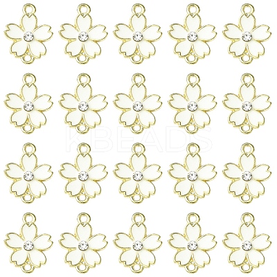 20Pcs Alloy Enamel 5-Petal Flower Connector Charms FIND-YW0009-33G-1