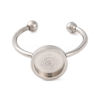 Non-Tarnish 304 Stainless Steel Open Cuff Ring Components STAS-S134-01P-03-1