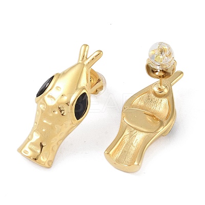 Snake Head 304 Stainless Steel Pave Cubic Zirconia Stud Earrings for Women EJEW-G390-01G-01-1