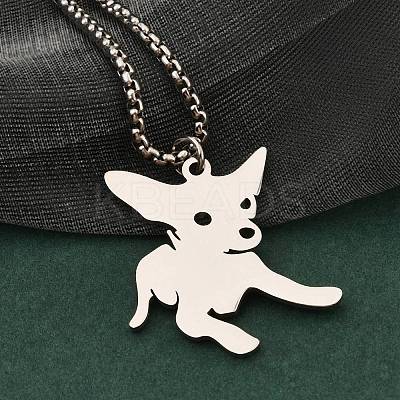201 Stainless Steel Laser Cut Puppy Dog Pendant Box Chain Necklaces for Women Men LS-NJEW-Q004-01P-1