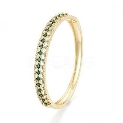 Cubic Zirconia Rhombus Hinged Bangle BJEW-N014-013-1