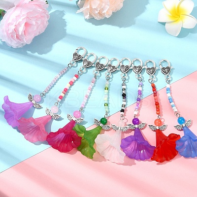 4Pcs Angel Acrylic & Glass Pendant Decorations HJEW-YW00060-01-1