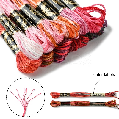 12 Skeins 12 Colors 6-Ply Polyester Embroidery Floss OCOR-FS0001-01A-02-1