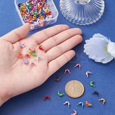 100Pcs Spray Painted Iron Bead Tips IFIN-YW0003-21-1