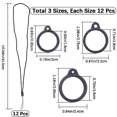 24Pcs 2 Style Silicone Rings with 12Pcs Adjustable Necklace Lanyard Anti-Lost Pendant Holder DIY-GF0008-09A-1