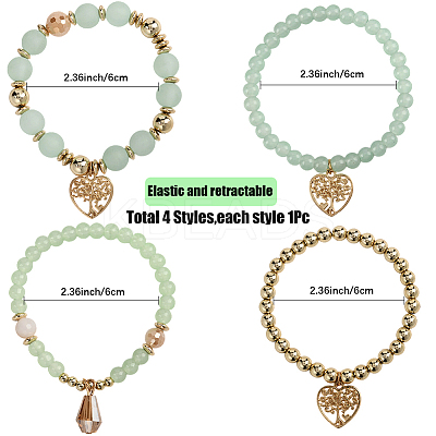 1 Set Acrylic & Glass Beaded Stretch Bracelet Sets BJEW-SP0001-11-1