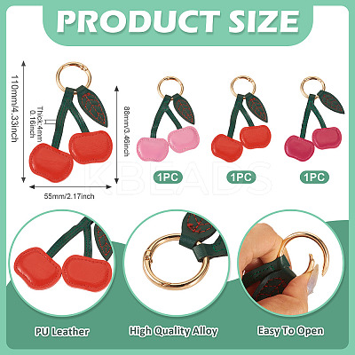 3Pcs 3 Colors PU Leather Alloy Keychains KEYC-TA0001-42-1