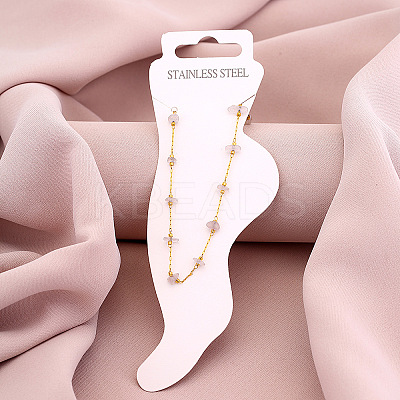 Dyed Natural Quartz Chip with 304 Stainless Steel Chain Anklets WGD014F-04-1