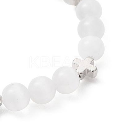 Natural Selenite Beads Stretch Bracelets BJEW-JB13212-1