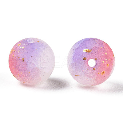 Frosted Baking Paint Crackle Glass Beads with Glitter Powder X1-DGLA-T004-8mm-01D-1