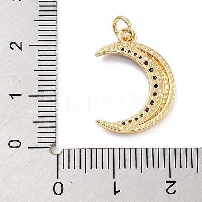 Moon Theme Rack Plating Brass Micro Pave Cubic Zirconia Pendants LS-KK-Z071-52G-07-1