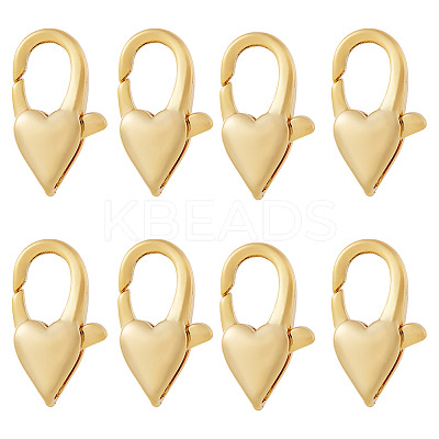 8Pcs Brass Heart Lobster Claw Clasps KK-TA0002-71-1