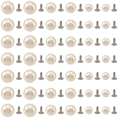 300Pcs ABS Plastic Imitation Pearl Rivet Studs KY-CL0001-02A-1