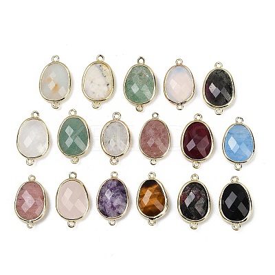 Natural & Synthetic Mixed Gemstone Faceted Connector Charms G-K347-11G-1