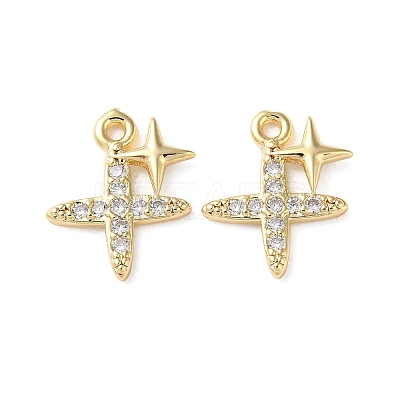 Brass Micro Pave Cubic Zirconia Charms X-KK-F872-13G-1