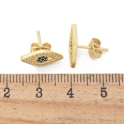 Brass Micro Pave Clear Cubic Zirconia Stud Earrings EJEW-M076-01G-02-1