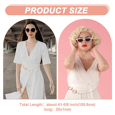 2Pcs 2 Colors Moon & Sun Alloy Link Chain Belts AJEW-GO0001-78B-1