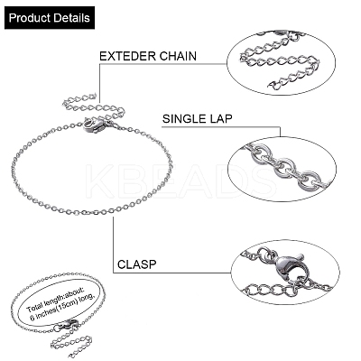 304 Stianless Steel Cable Chain Bracelet Making STAS-CJ0001-134P-1