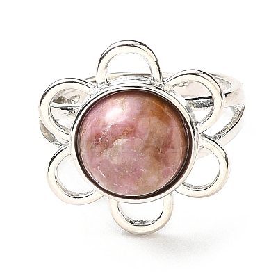 Natural Rhodochrosite Adjustable Rings RJEW-P043-01P-24-1