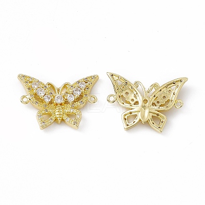 Brass Pave Clear Cubic Zirconia Connector Charms KK-E068-VC087-1