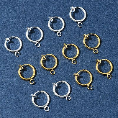 12Pcs 2 Colors Brass Clip-on Hoop Earring Findings KK-FS0001-48-1