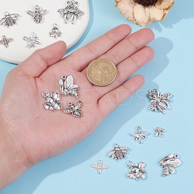 100Pcs 10 Style Tibetan Style Alloy Pendants TIBEP-CJ0001-76-1