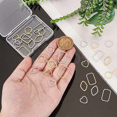32Pcs 8 Styles 304 Stainless Steel Linking Rings STAS-UN0060-54-1