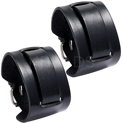 Vintage Punk Rock Style Wide Leather Cord Wristband Bracelets for Unisex BJEW-WH20007-07A-1