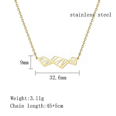 Hollow Trapezoid 304 Stainless Steel Pendant Necklaces for Women TK1398-1-1