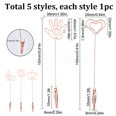 5Pcs 5 Styles Iron Alligator Clips AJEW-SC0002-29RG-1