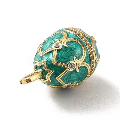 Rack Plating Brass Micro Pave Cubic Zirconia Enamel Pendants KK-M230-11G-1