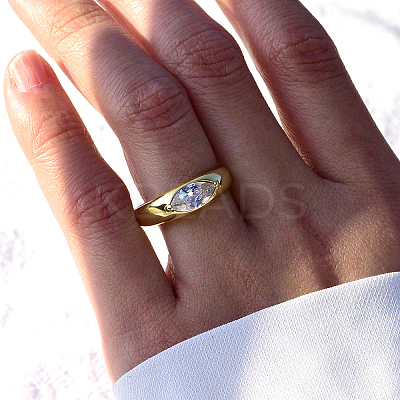 Sterling Silver CZ Eye-Shaped Ring for Women Wedding Party Gift KW2493-4-1