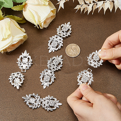 5Pcs Alloy & Crystal Rhinestone Snap Lock Clasps FIND-FH0008-91S-1