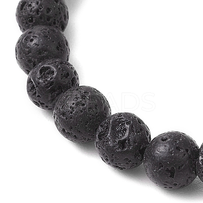 Natural Lava Rock Round Beads with Brass Rhinestone Spacer Beads and Shell Pearl Bead and Electroplate Non-magnetic Synthetic Hematite Beads and Alloy Pendants Bracelets BJEW-JB11511-1