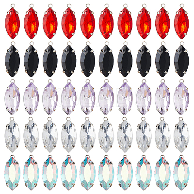 50Pcs 5 Colors Rhinestone Pendants RGLA-DC0001-10-1