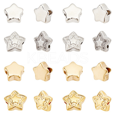 16Pcs 4 Style 304 Stainless Steel Beads STAS-DC0005-33-1