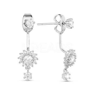 Elegant Fashion Real 18K Gold Plated Brass Front and Back Dangle Stud Earrings JE95A-1