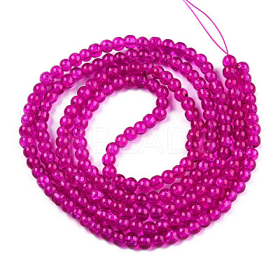 Spray Painted Crackle Glass Beads Strands CCG-Q001-8mm-08-1