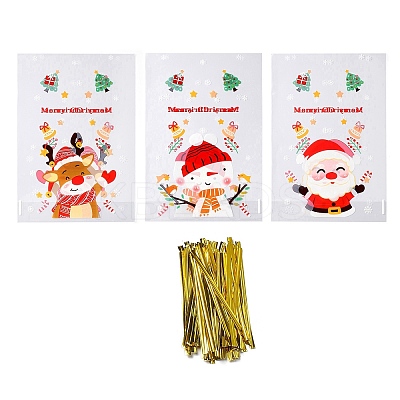 Christmas Theme Self-adhesive Plastic Bakeware Bag ABAG-F006-04-1
