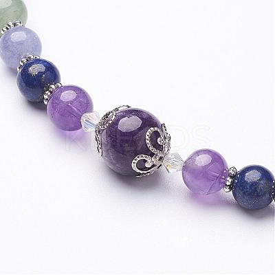 Natural Amethyst and Mixed Gemstone Beaded Necklaces NJEW-JN01753-03-1