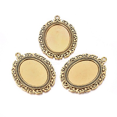 Tibetan Style Pendant Cabochon Settings LS-TIBEP-553-AG-FF-1