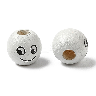Spray Painted Natural Wood European Beads WOOD-M008-05-1