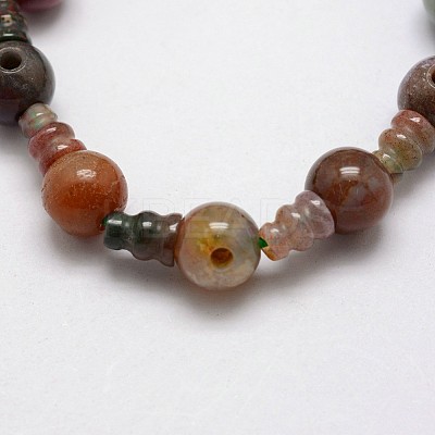 Natural Indian Agate 3-Hole Guru Bead Strands G-K149-15-1
